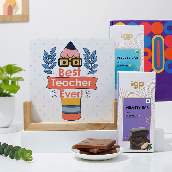 Best Teacher Ever Double-Sided Frame And Chocolate Combo