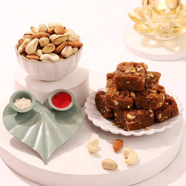 Bhai Dooj Dodha Barfi & Dry Fruits Hamper