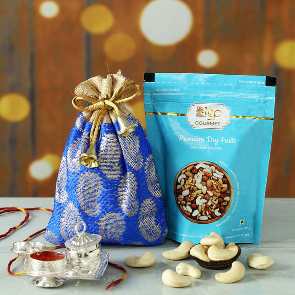 Bhai Dooj Tikka with Premium Dry Fruits in Potli