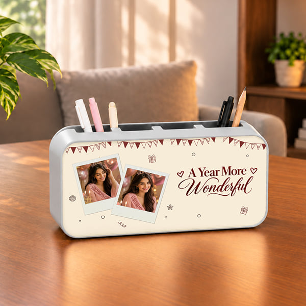 Birthday Celebration Personalization LED Pen Stand