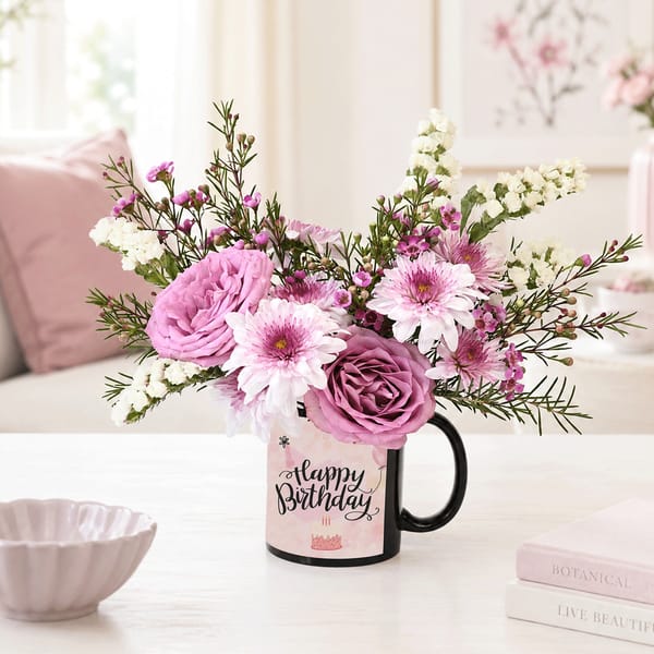 Birthday Chrysanthemum Mug Arrangement