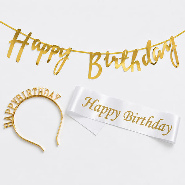 Birthday Party Kit - Banner, Head band & Sash