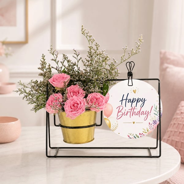Birthday Rose Iron Wire Frame