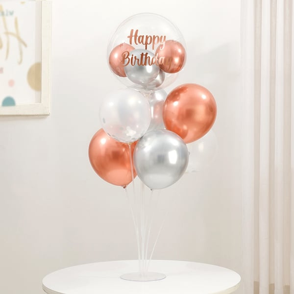 Birthday Sparkle Rose Gold & Silver Balloon Bouquet