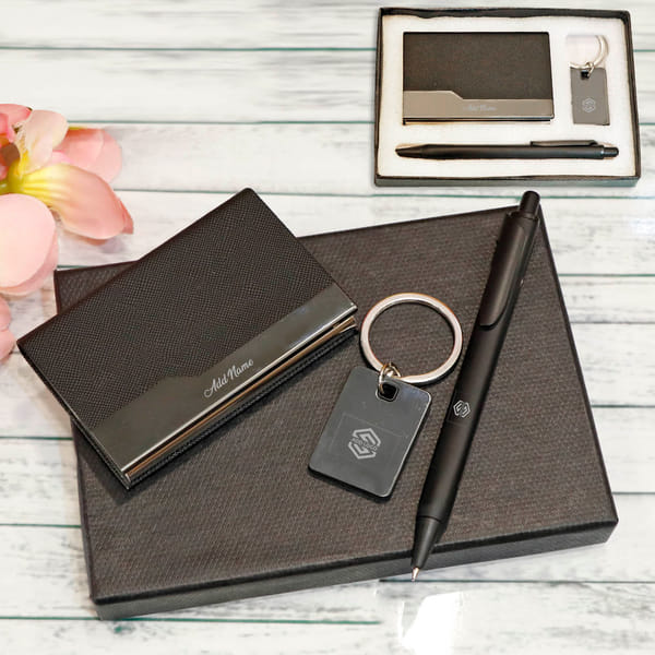 Black 3 In 1 Gift Set - Customize With Logo And Name