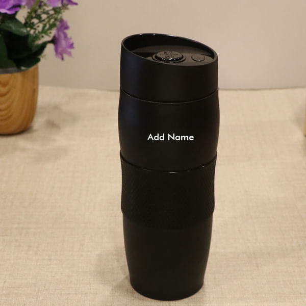 Black Steel Coffee Mug - Customized with Name