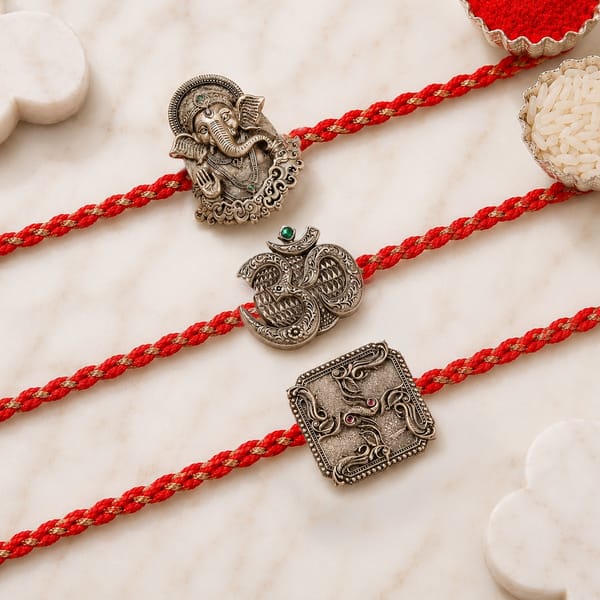 Blessed Button Cover Convertible Rakhi - Set of 3