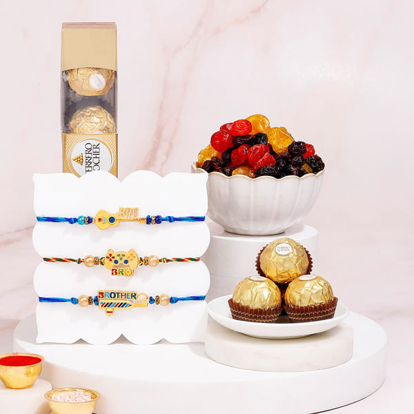 Blessed Rakhi Hamper with Ferrero Rocher