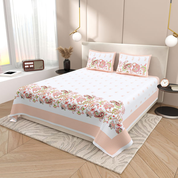 Blissful Peach Bellini King Bedsheet Set