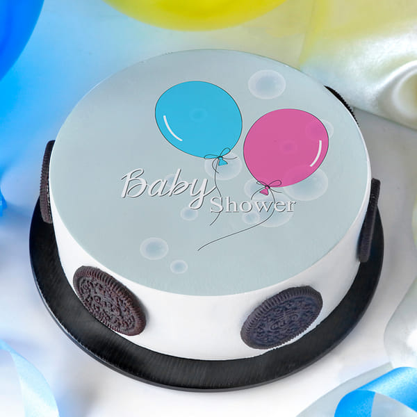 Blue and Pink Balloons Baby Shower Poster Cake (1 Kg)