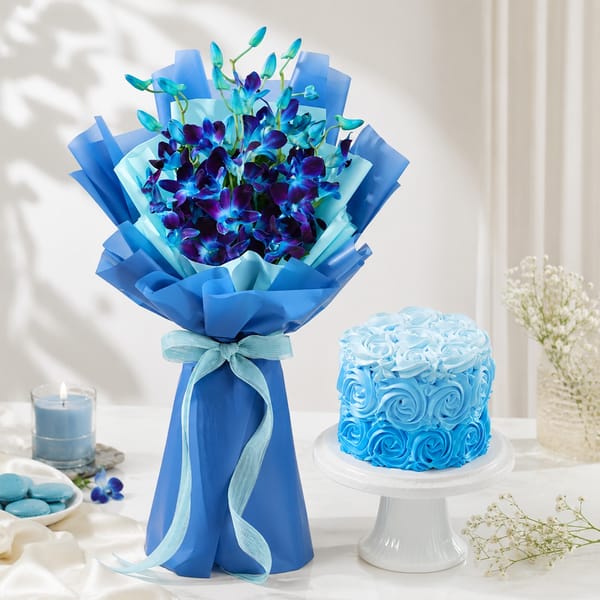 Blue Orchid & Ombre Cake Combo