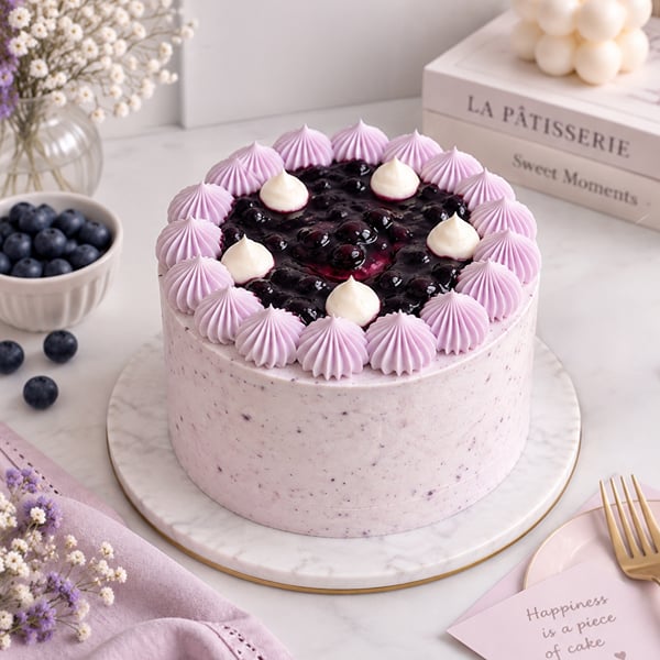 Blueberry Swirl Vanilla Bento Cake