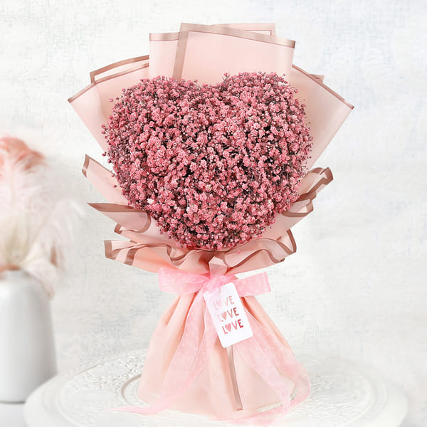 Blush Gypsophila Heart Bouquet