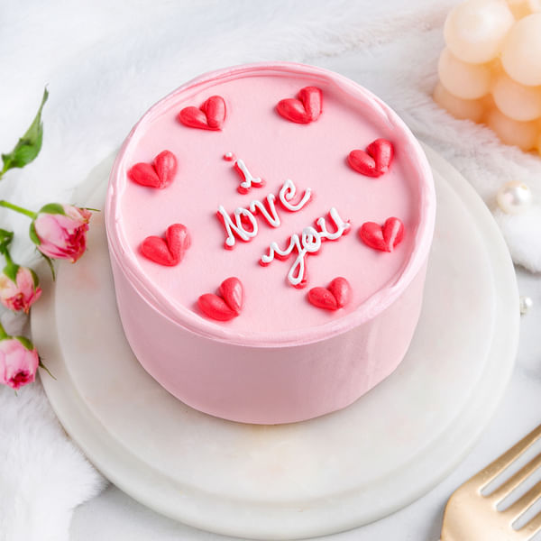 Blush Pink I Love You Cake (1 Kg)
