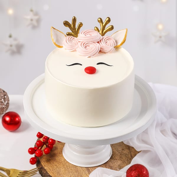 Blush Reindeer Christmas Cake