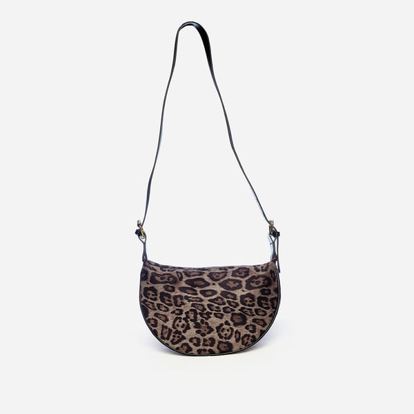 Bold Leopard Print Sling Bag - Grey