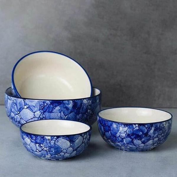 Bowl - Blue - Ceramic - Set Of 4