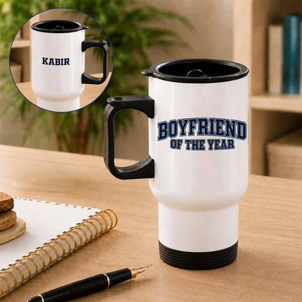 Boyfriend of the Year Personalized Travel Mug