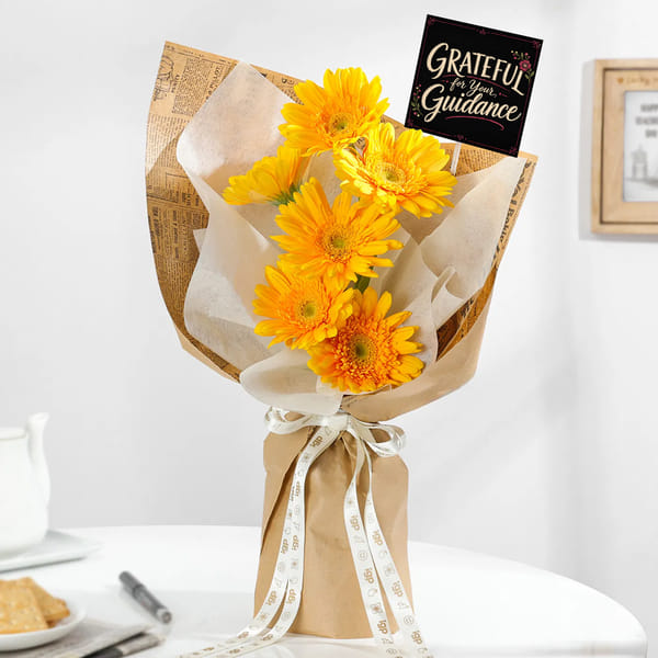 Bright Gerberas Bouquet For Teacher's Day
