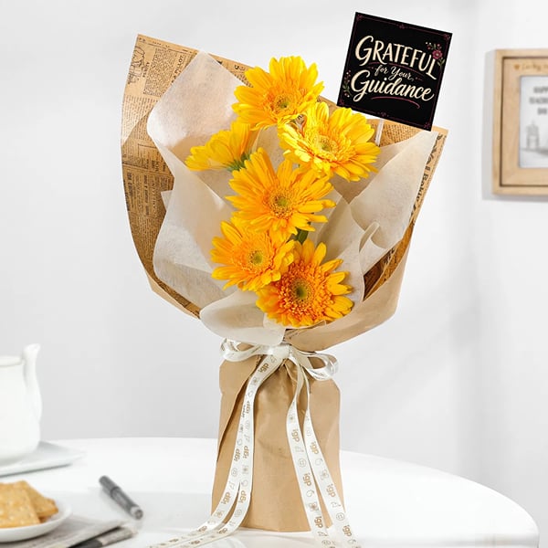 Bright Gerberas Bouquet For Teacher's Day