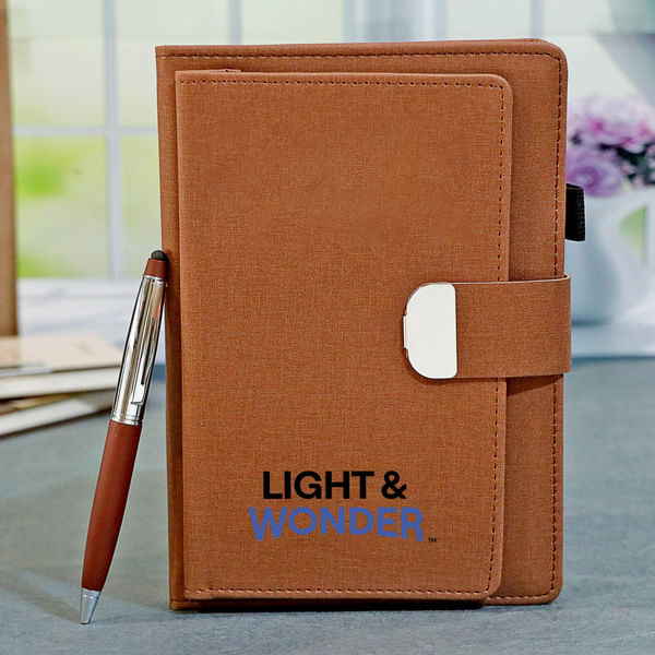 Brown Diary with Pen