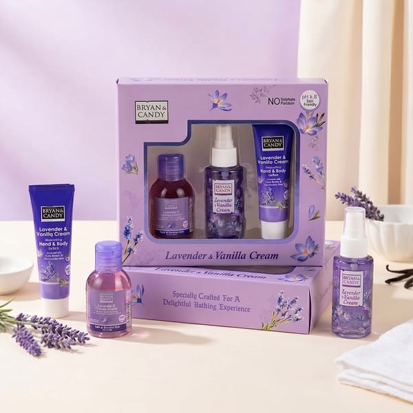 Bryan & Candy Lavender & Vanilla Cream Bath Kit Gift Set | Pack of 3