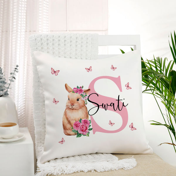 Bunny Bloom Personalized Cushion
