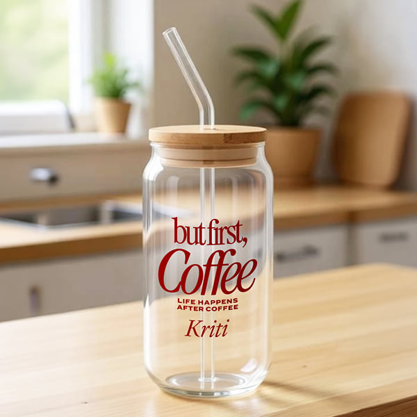 But First Coffee Personalized Glass Tumbler