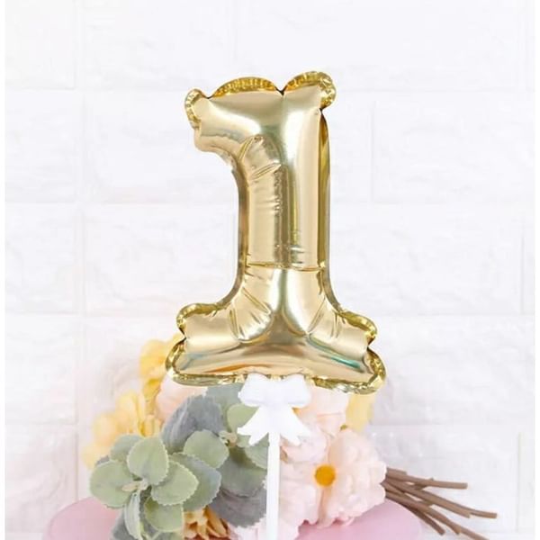 Cake Topper - Foil Balloon - Golden - Single Piece