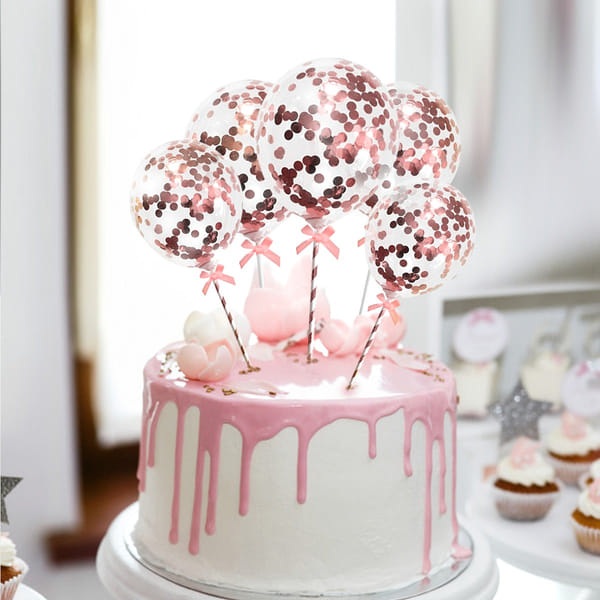 Cake Topper - Glitter Balloons - Set Of 5