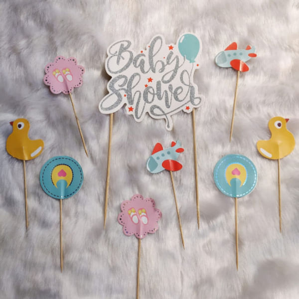Cake Topper Set - Baby Shower Element - Set Of 9