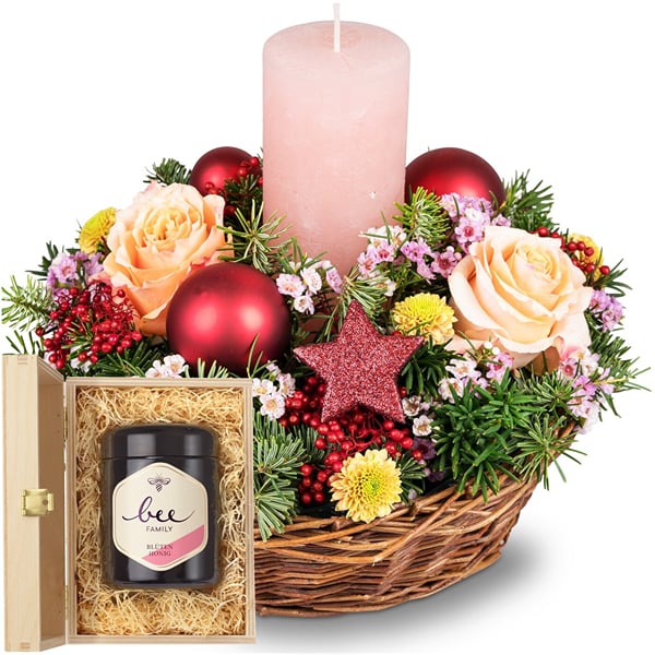 Candle arrangement 'The Magic of Advent' with Bee-Family Swi