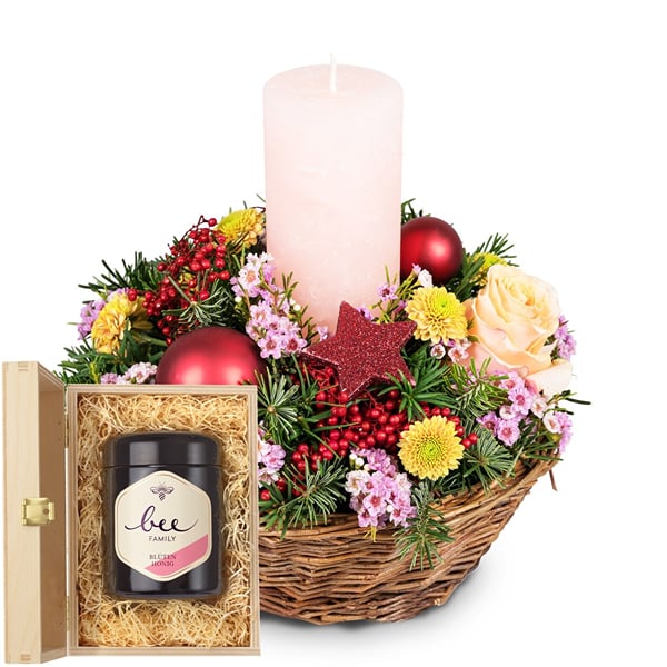 Candle arrangement 'The Magic of Advent' with Bee-Family Swi