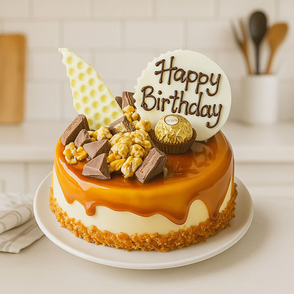 Caramel Popcorn vanilla Cake