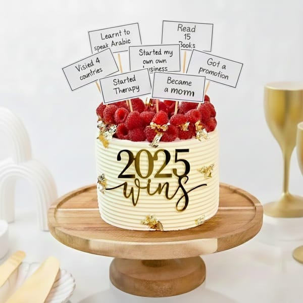 Celebrate 2025 Wins-Handcrafted Vanilla New Year Cake