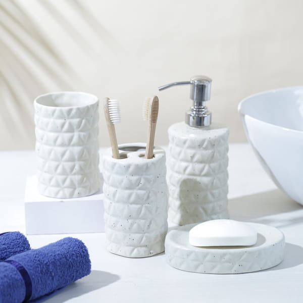 Ceramic Bathroom Essentials - Set Of 4 - Assorted