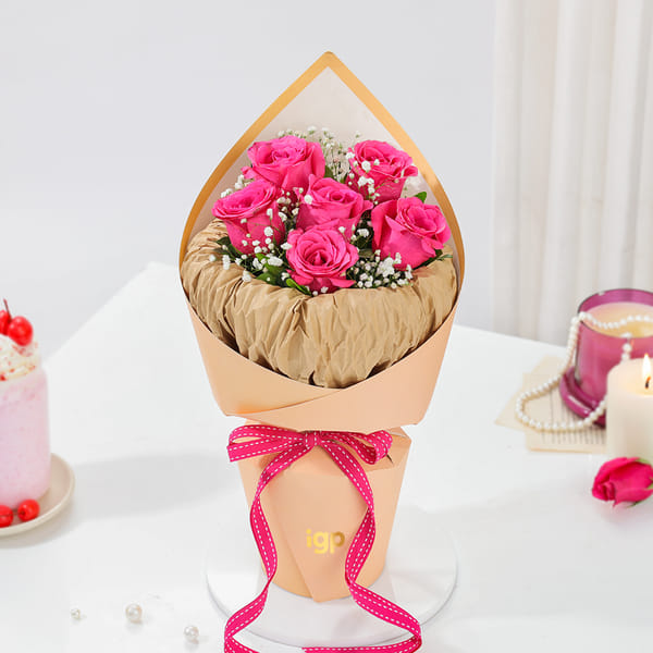 Cerise Rose Bouquet