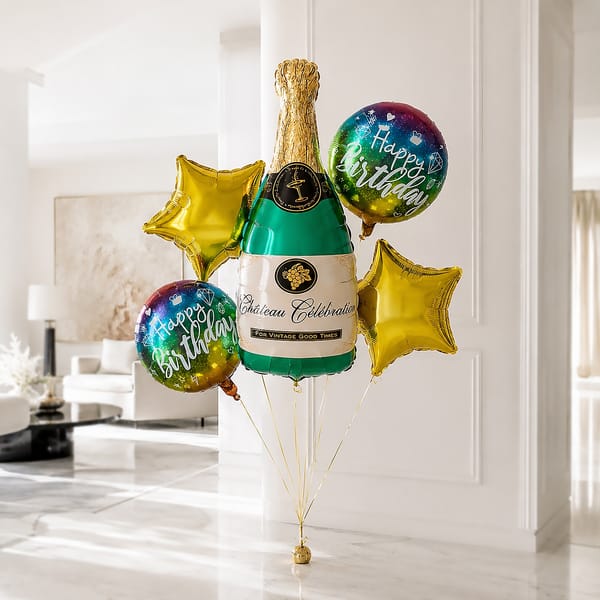 Champagne Pop Birthday Party Balloon Decor Kit - 5 pcs