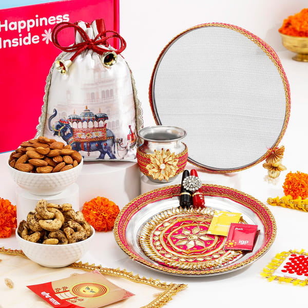 Charming Embroidered Karwa Chauth Hamper