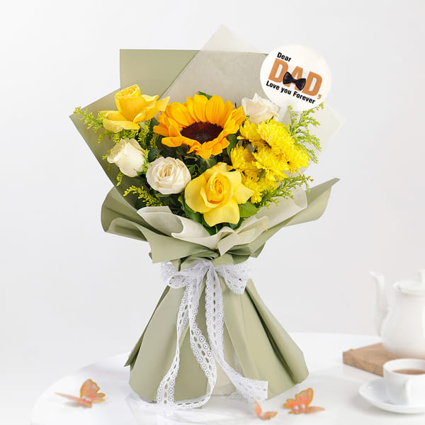 Charming Yellow Blooms Bouquet For Dad