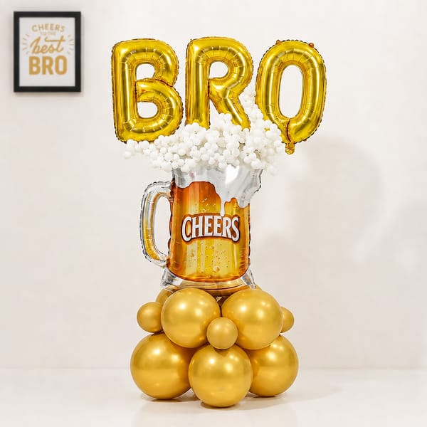 Cheers Best Bro Golden Balloon Arrangement for Rakhi