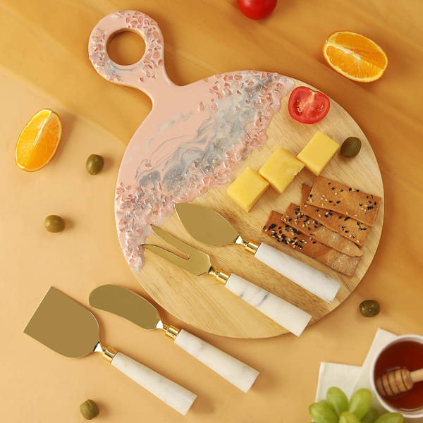 Cheese Board Set With Quartz Stones