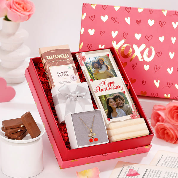 Cherry Necklace Anniversary Hamper with Coffee Chocolate