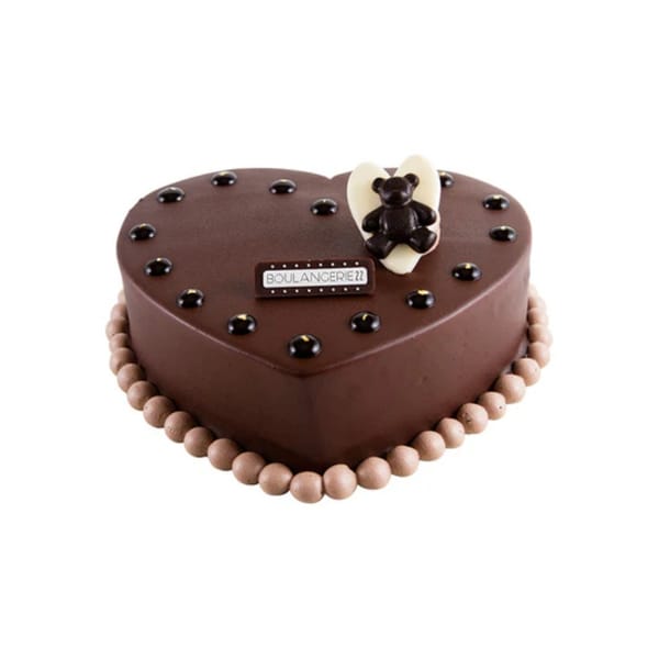 Chocolate Chiffon Cake with Teddy Bear and Gold Leaf Drops