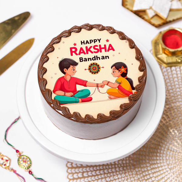 Chocolate Raksha Bandhan Photo Cake - Half kg