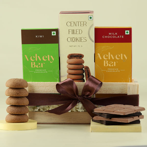 Chocolates And Cookies In Gift Tray