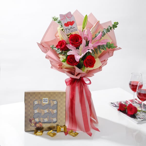 Chocolates And Roses Valentines Day Gift Combo