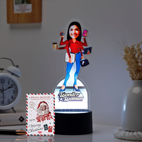 Christmas Wonder Woman Personalized LED Caricature