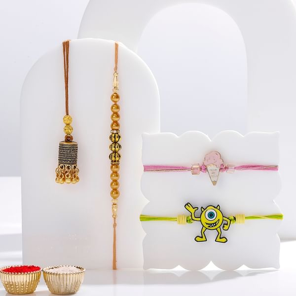 Classic Lumba Bhaiya Bhabhi And Whimsical Kids Rakhis