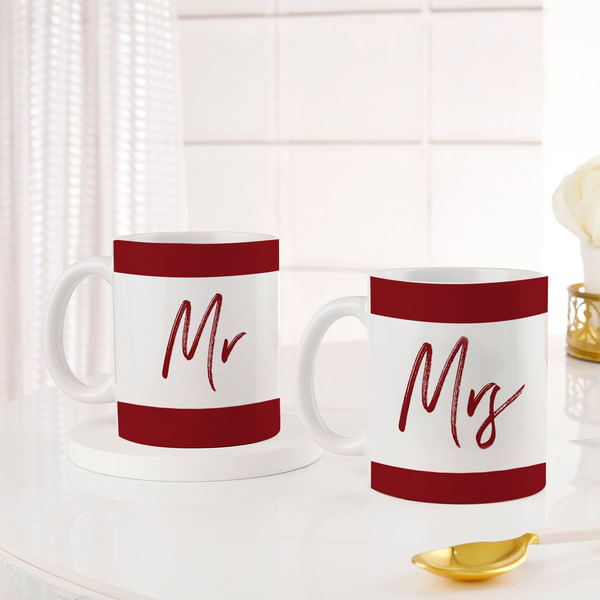 Classic Mr And Mrs White Ceramic Mugs - Set of 2